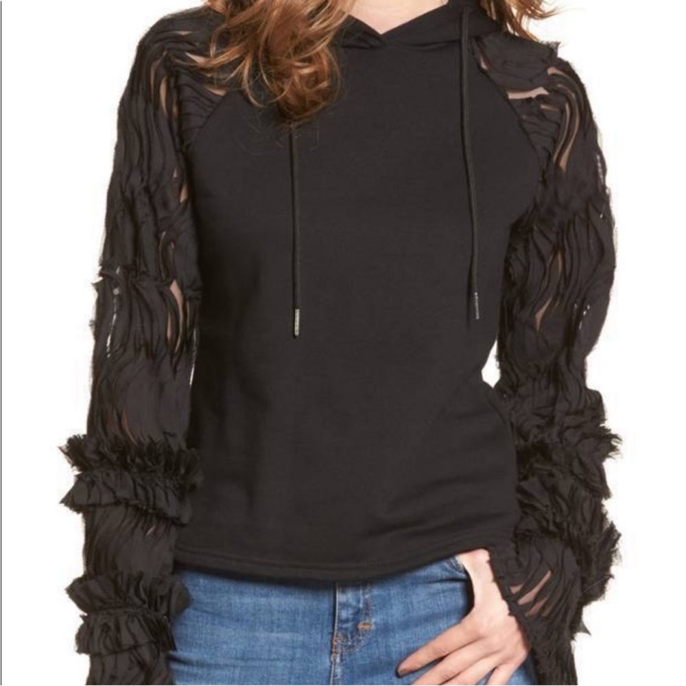 Lost Ink Black Ruffle Chiffon
Hoodie Size Small